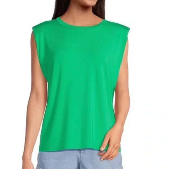 Gianni Bini 4 linen Lucie pants Xs Kelia muscle shoulder top green - Picture 2 of 8